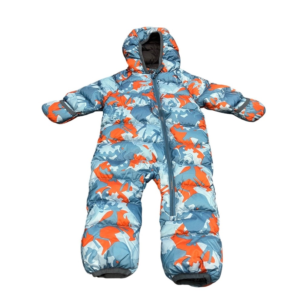 L.L.Bean Bunting Unisex 0-3 mo Blue Orange DownTek Insulated Hooded Snowsuit